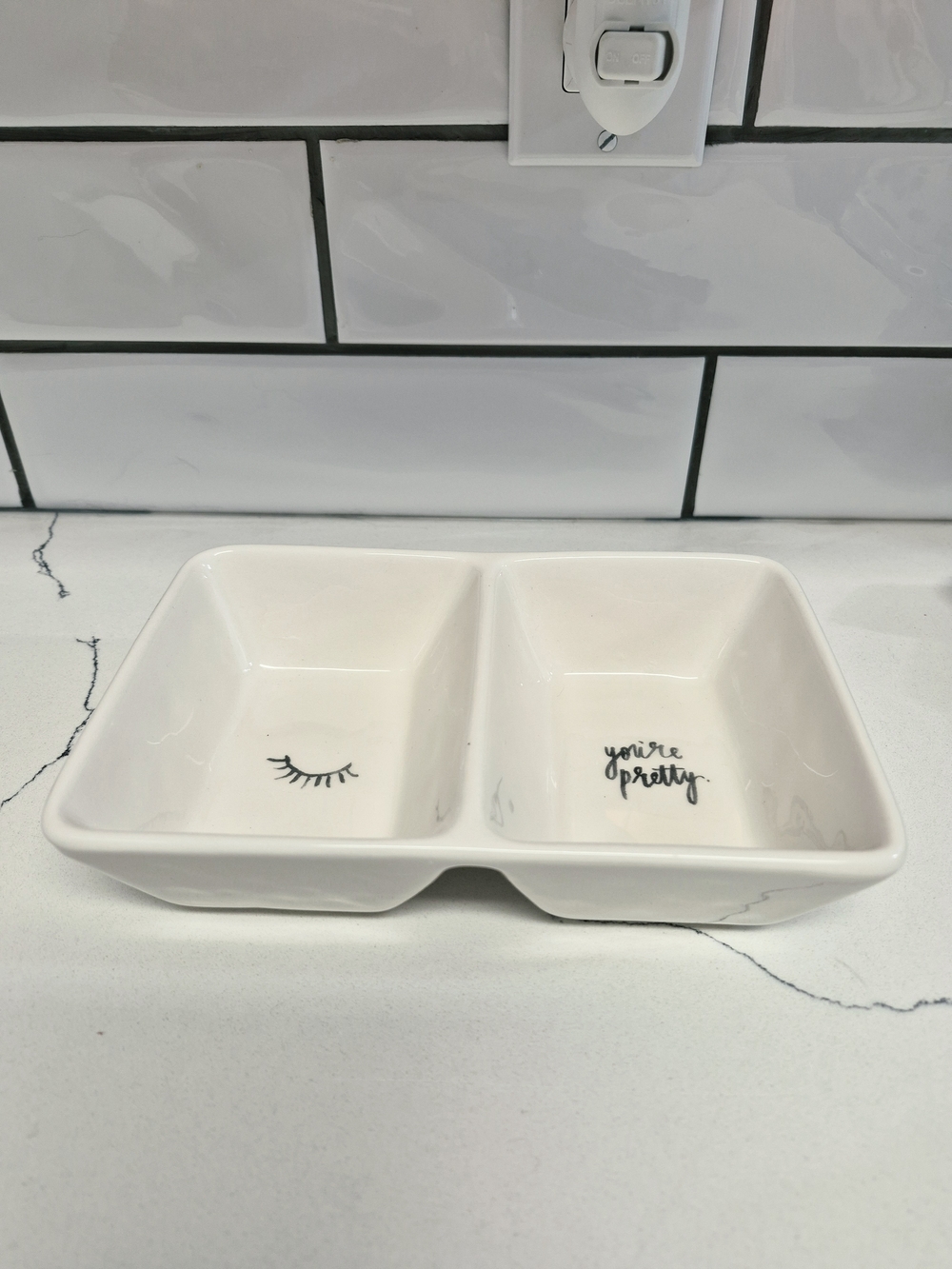 Rae Dunn White Ceramic Vanity Dual Dish